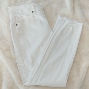 Loft Curvy Chewed Hem Skinny Crop Jeans